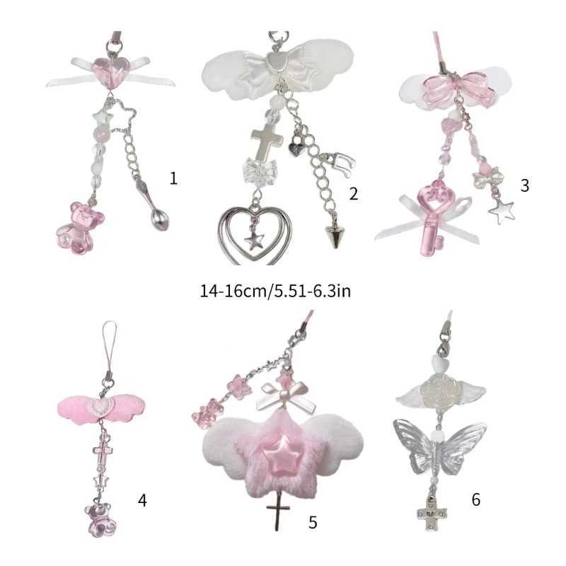 F42F Bow Phone Chain Angel Wing Pendant Keychain Sweet Cool Key PhoneXJ250319