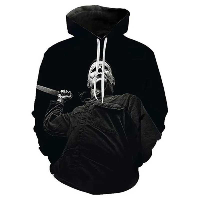 Horror Movie Halloween Hoodie Michael Myers 3D Print Men Women Hoodies Oversized Pullover Hooded Sweatshirts Kids Tops Clothing Y240920