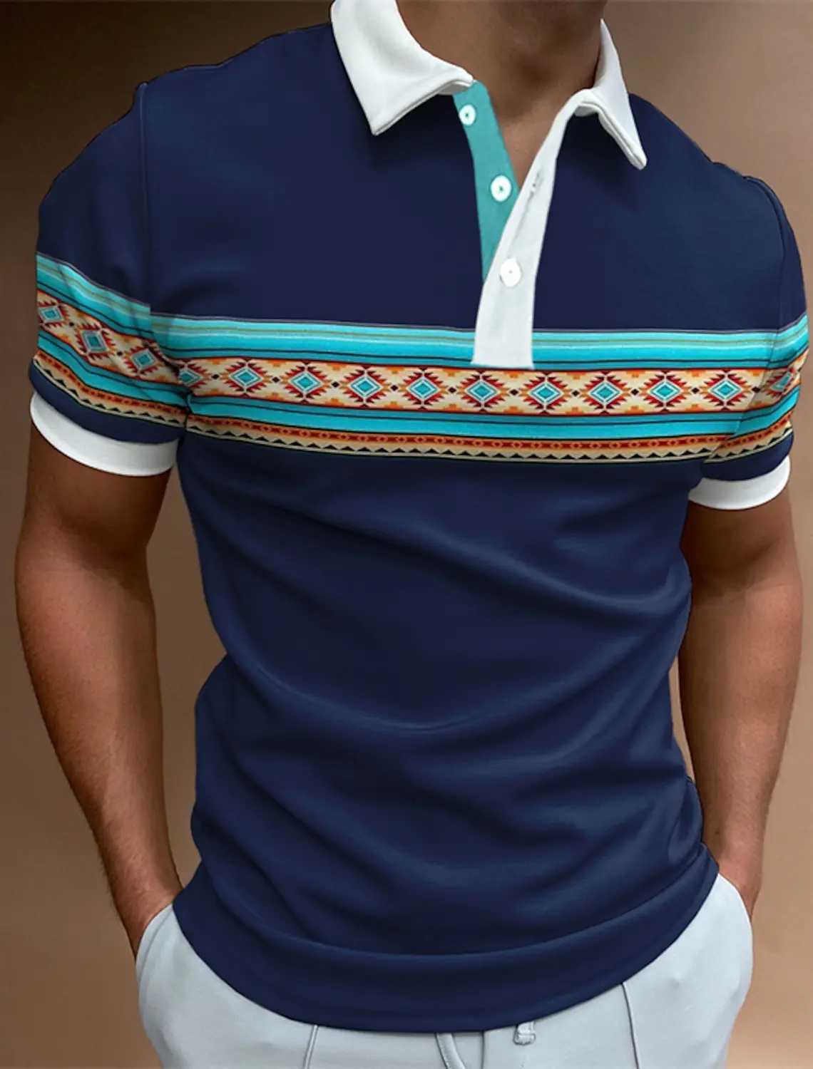 Striped Mens Business Casual 3D Polo Shirt Street Polyester Short Sleeve Turndown Polo Shirts Micro-elastic Lapel Polo Summer XJ250725