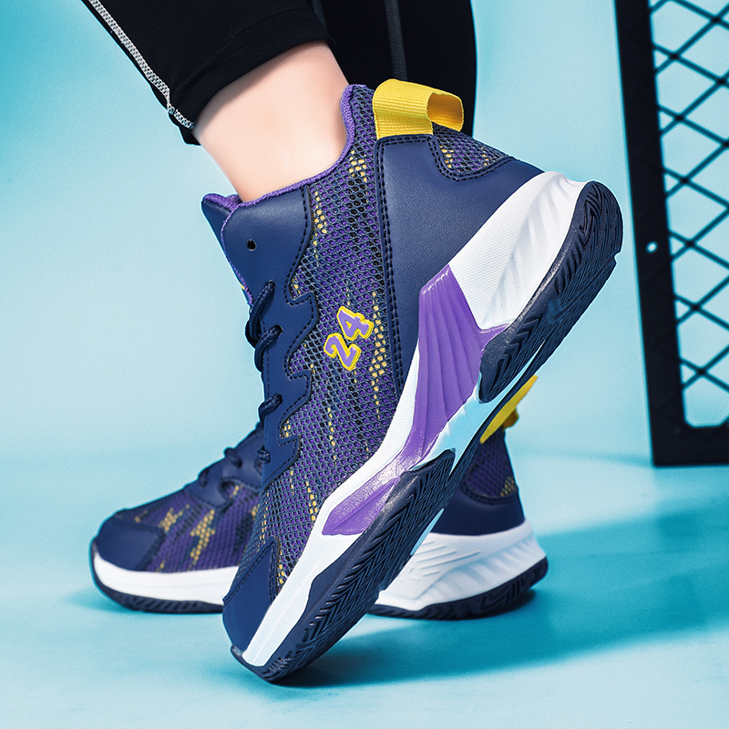 Children Basketball Sneakers Hot Fashion Mesh Breathable Basketball Trainers Baskets Outdoor Platform Sport Shoes Boys and Girl