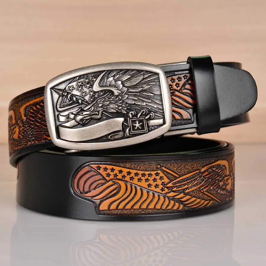 High quality mens eagle design alloy deduction style belt embossed cow belt essential accessories for jeans and casual pants; W240920