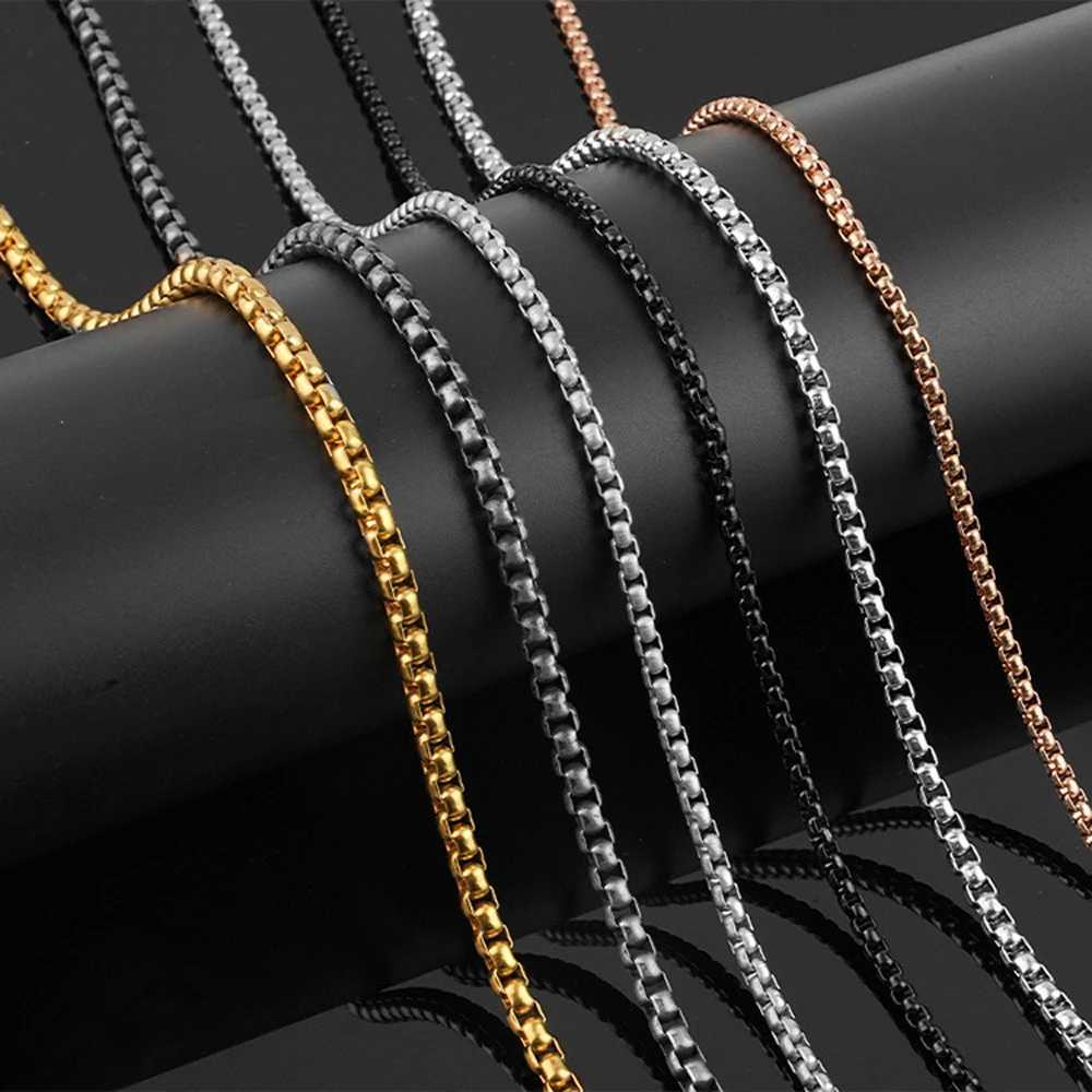 1 Piece Width 2/2.5/3/3.5/4mm Stainless Steel Square Pearl Chain Figaro Necklace Jewelry for Men WomenX240919