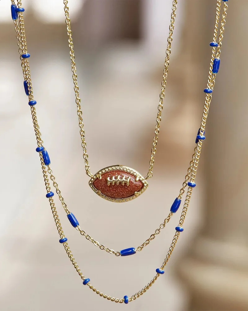 Designer YEEVAA Orange Goldstone Football Pendant Necklace Fashion Jewelry Unique Gift 240919