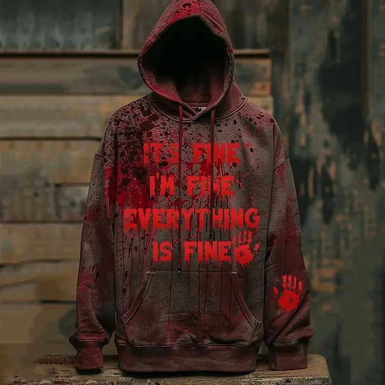 Mens Halloween Bloody Graphic Hoodies Casual Long Sleeve Plus Size Pullover Hoodies For Men Women Sport Sweatshirt Clothes Y240920