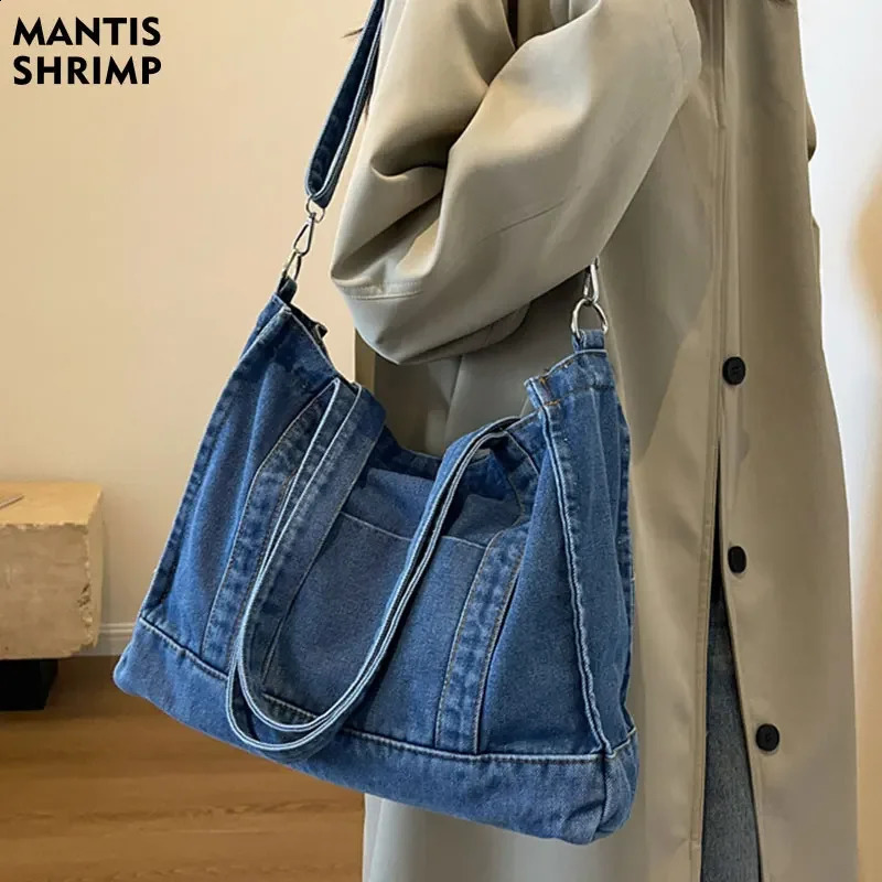 Womens cross bag womens denim shopping large capacity canvas handbag ner fashion messenger 240919