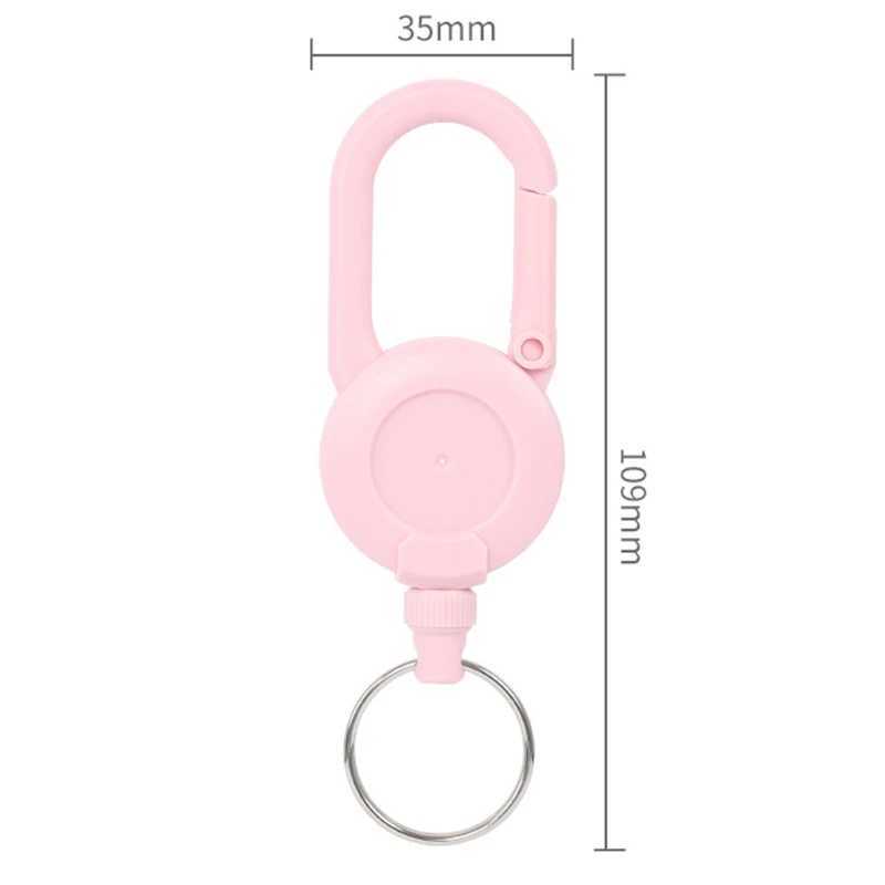 Macaron Color Retractable Keychain Outdoor Anti-theft Easy-to-pull Buckle Wire Rope Reel Elastic Key Ring Retractable ToolX240919