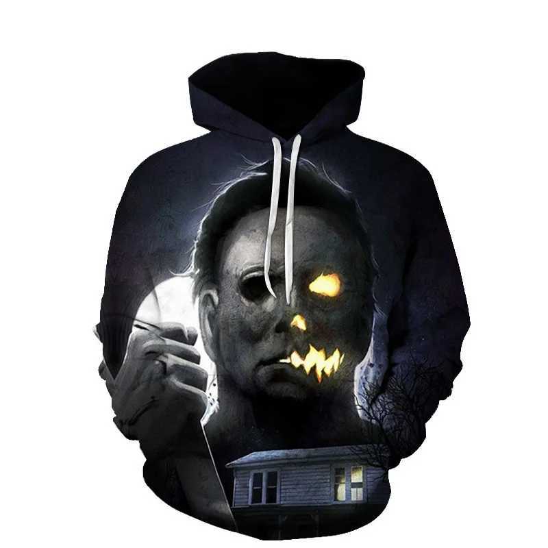 Horror Movie Halloween Hoodie Michael Myers 3D Print Men Women Hoodies Oversized Pullover Hooded Sweatshirts Kids Tops Clothing Y240920