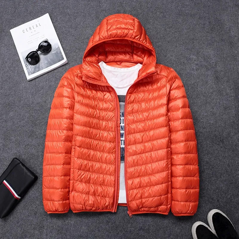 2024 New High-Grade White Duck Light Down Short Hooded Men's Autumn Winter Lightweight Coat Men Jacket