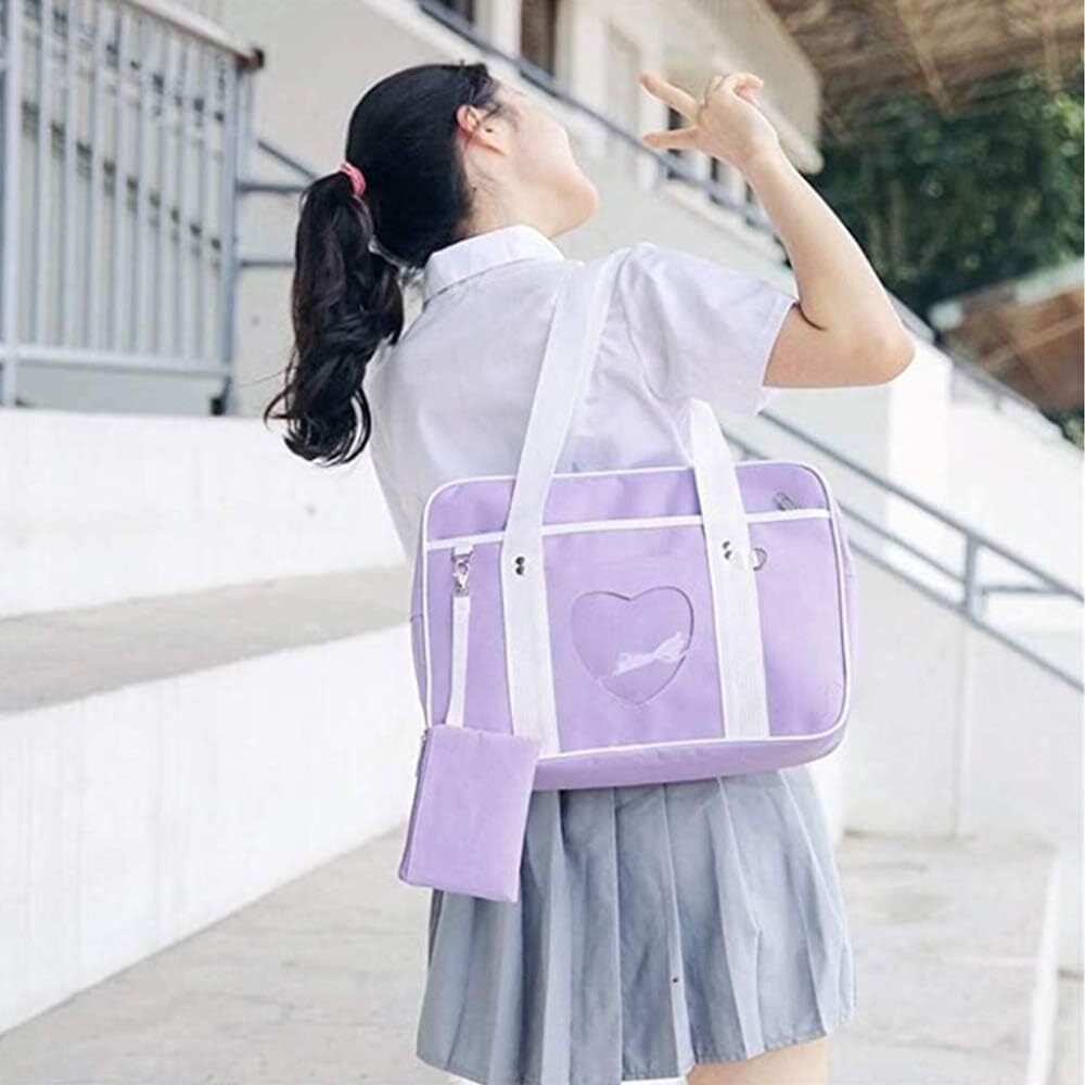 Bags Heart Shape Window Japanese School Handbag Large JK Bag Girls Duffle Purse Anime Satchels for Lolita Comic DIY Cosplay
