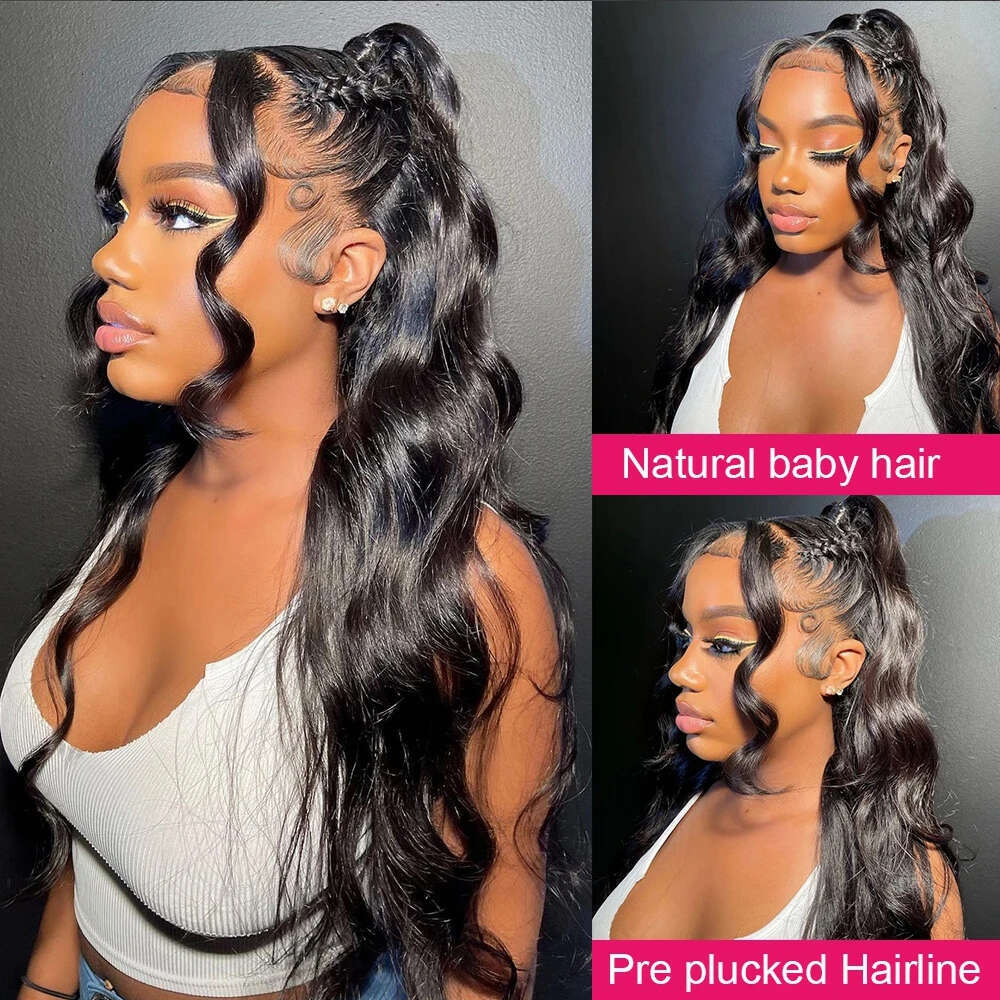 360 Full Pre Plucked 250 Density Human Hair Wigs Body Wave 13x6 HD Lace Frontal Glueless Wig human hair