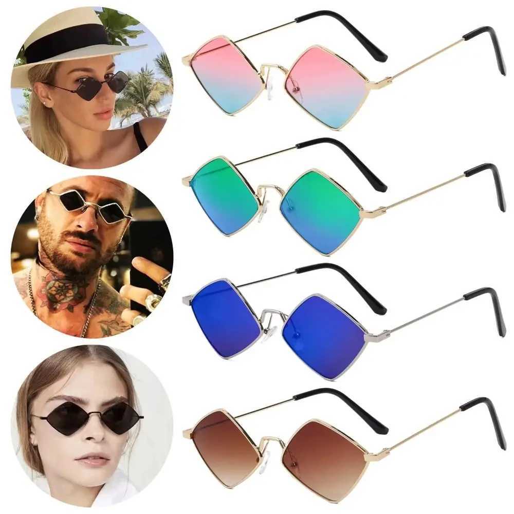 Summer Women Sunglasses Irregular Vintage Small Frame Rhombus Ladies Sunglasses Shades Retro Alloy Eyewear BlackX240920