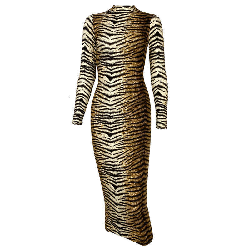 Hallowmas 2024 Autumn/Winter New Womens Fashion Leopard Print Long Sleeve Sexy Slimming Dress