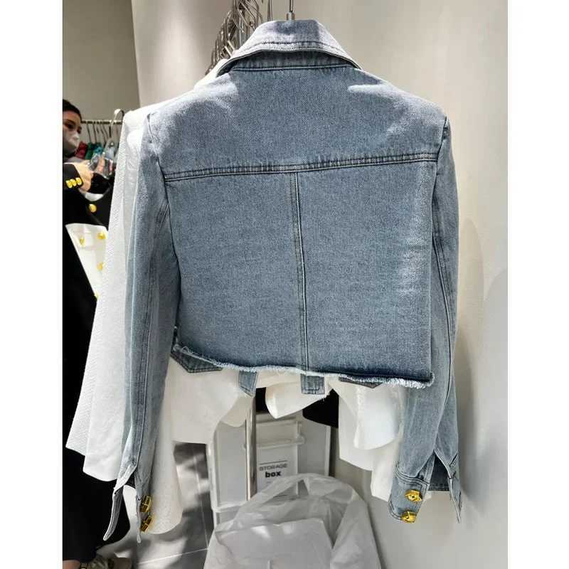 2024 New Denim Jacket for Women Slim Single Breasted Long Sleeve Short Outerwear Coat Denim Jacket Women Coat CoatsX240920