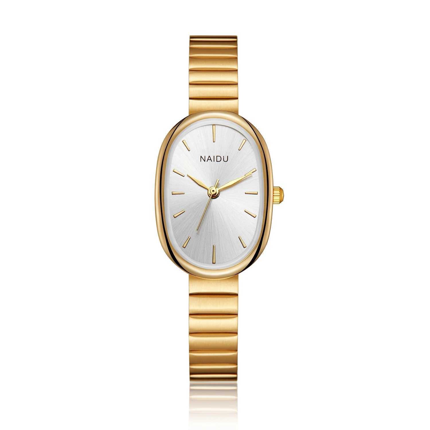 Women Quartz Watch Luxury Oval Shaped Fashion Mini Case Small Roman Numeral Dial Female Full Metal Band Watches Niche WristwatchX240920