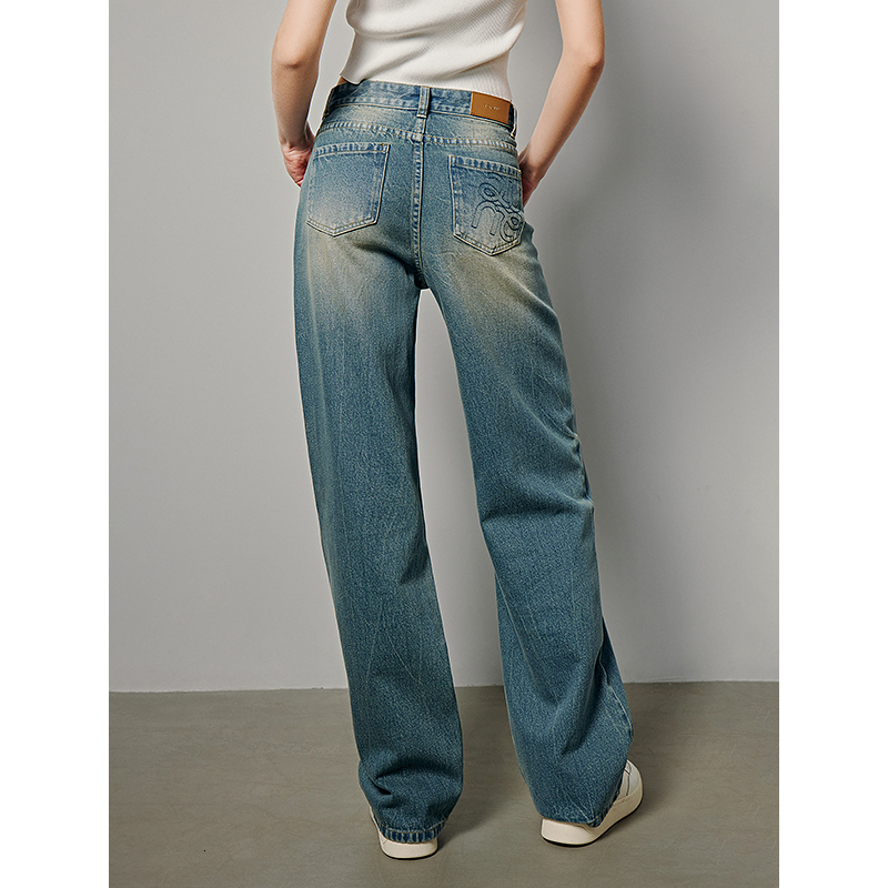 2026 TOYOUTH High Waist Denim Trousers Female Loose Straight Jeans Women Streetwear Casual Long Pants
