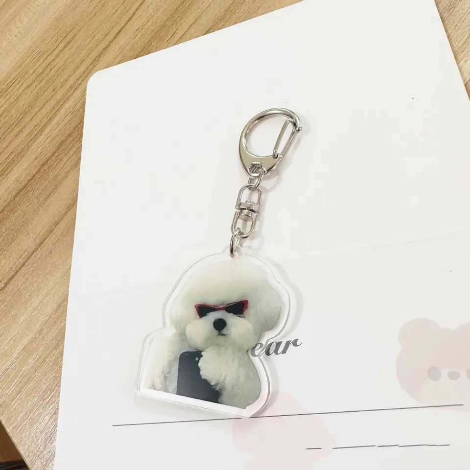 Cartoon Happy Funny Cat Keychain Small Acrylic Toast Cat Pendant Key Ring Portable Bag Accessories Bag Pendant Keyring WomenX240919
