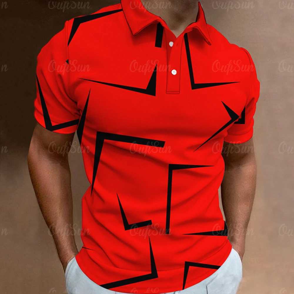 Fashion Mens Polo Shirt 3D Thin Line Stripe T-Shirt Top Summer Short Sleeve Polo Shirt Colorful Pattern Tee Casual Male ClothesX240920