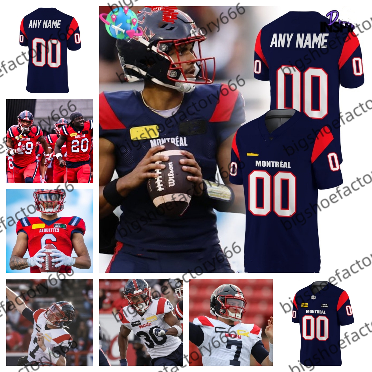 Montreal 50th Alouette 2024 Football CFL Jersey Mustafa Johnson Beverette Cody Fajardo Marc-Antoine Dequoy Isaac Adeyemi-Berglund Davis