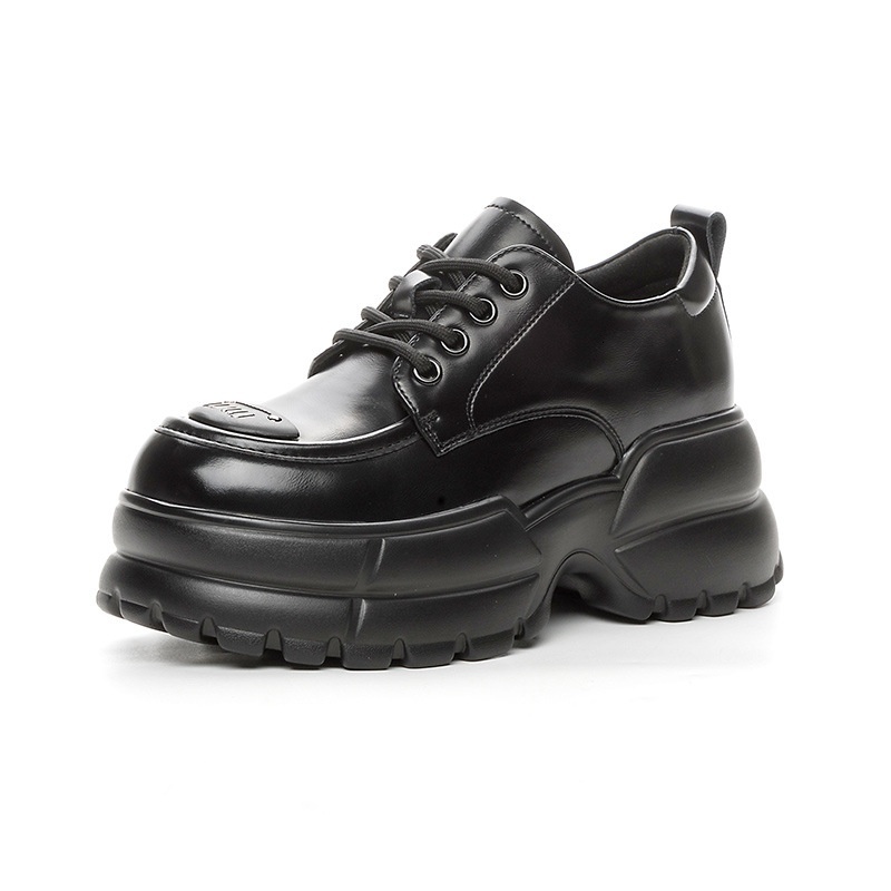 2024 autumn new British style thick soled high rise small leather shoes, casual versatile, sponge sole, loafers, trendy and versatile