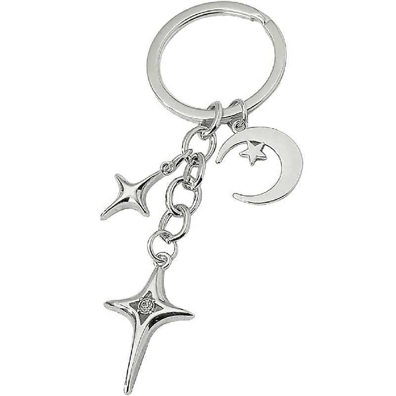 1PCS Y2K Keychains Star Moon Metal Key Rings For Women Men Friendship Gifts Handbag Decoration Handmade JewelryX240919