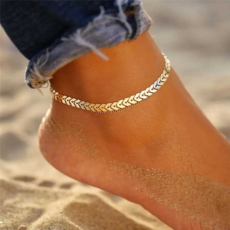 Summer Fashion Leaf Chain Anklet for Women Girls Beach Sexy Leg Barefoot Sandals Foot Anklets Bracelet Accessorie Jewelry Gift Y240920