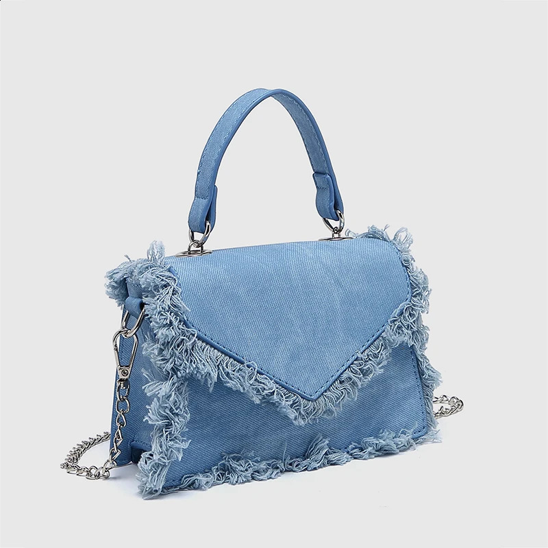 Womens casual fashion tassel mini bag fully matched Y2k wallet and handbag denim elegant office womens shoulder cross body 240919