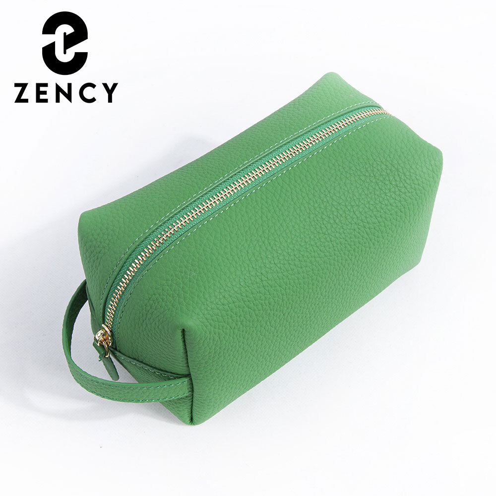 Zency Genuine Leather Makeup Fashion Simple Cosmetic Bag Women Toiletry Organizer Case Lady Travel Portable Storage Pouch