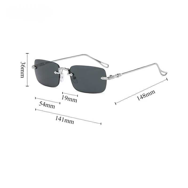 Rimless Rectangle Sunglasses Men Women 2024 Fashion New in Vintage Shades Eyewear Brand Design Ocean Lenses Sun Glasses GafasX240920