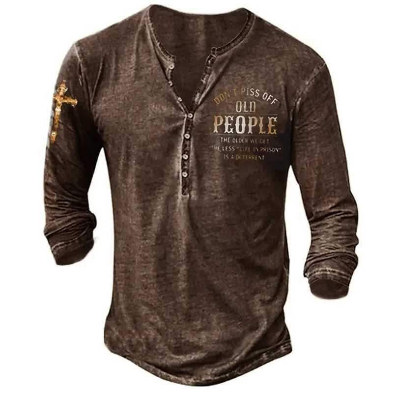 Vintage Mens Cotton Cross Pattern 3D Dimensional T Shirt Summer Oversized Top Word Motto Comfortable Long Sleeve T Shirt CasualX240919