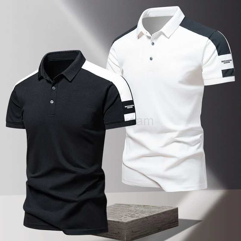 Mens POLO shirt summer ice silk high-end business casual short sleeved T-shirt solid color thin pure cotton lapel topXJ240920