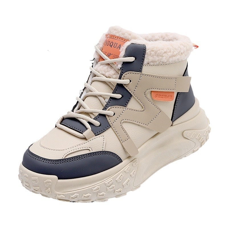 Winter new women's 2024 velvet high top versatile sports and leisure warm cotton shoes for women K6703