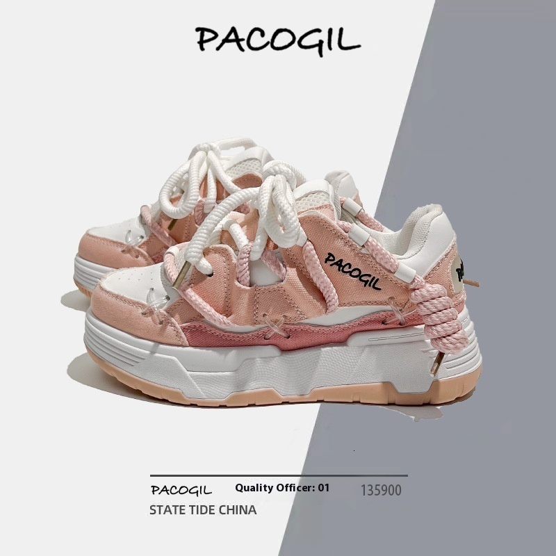 Thick soled round toe low top for women, 2023 summer autumn new Korean version sponge cake sneakers, fashionable and casual board shoes