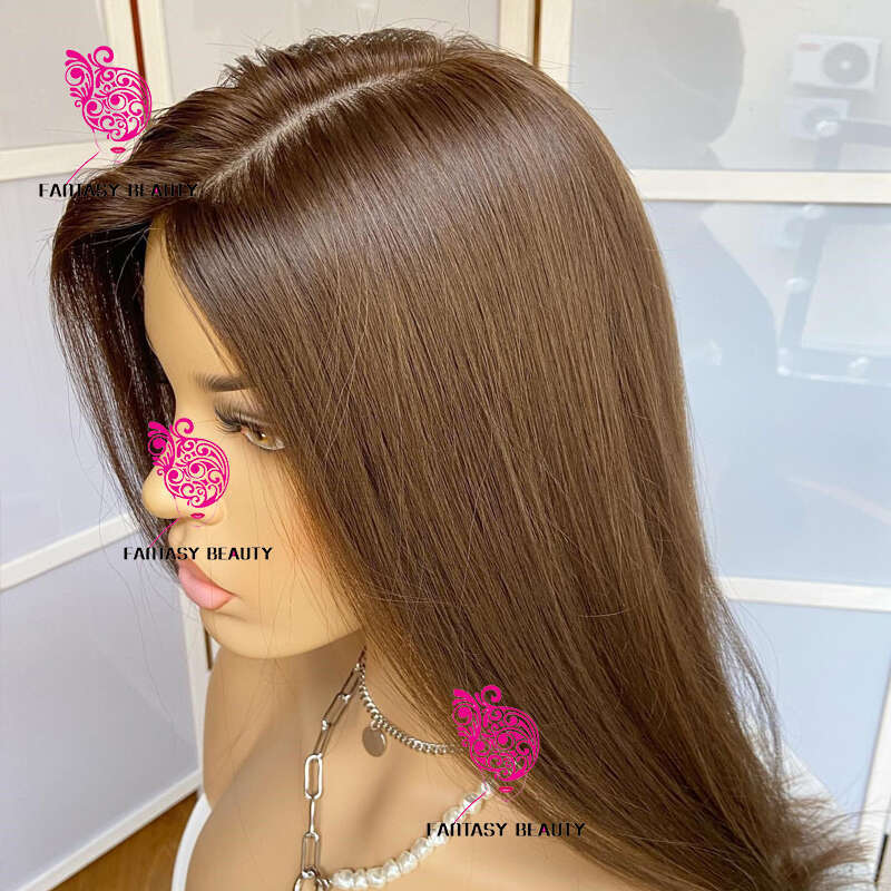 Top Quality Soft Silky Straight Golden Honey Brown Synthetic Hair Lace Front Natural Haire Glueless Long 26Inches Wigs