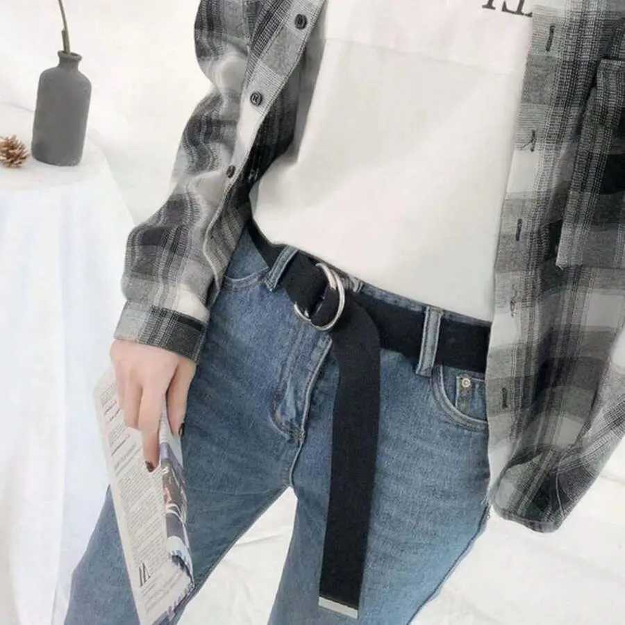 Mens canvas belt with double loop buckle youthful and fashionable belt for casual wear W240920
