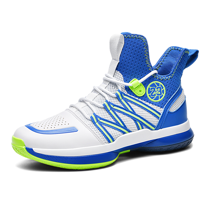 Orange men's high top basketball shoes, fitness anti slip training sports shoes, children's and youth cushioning boots
