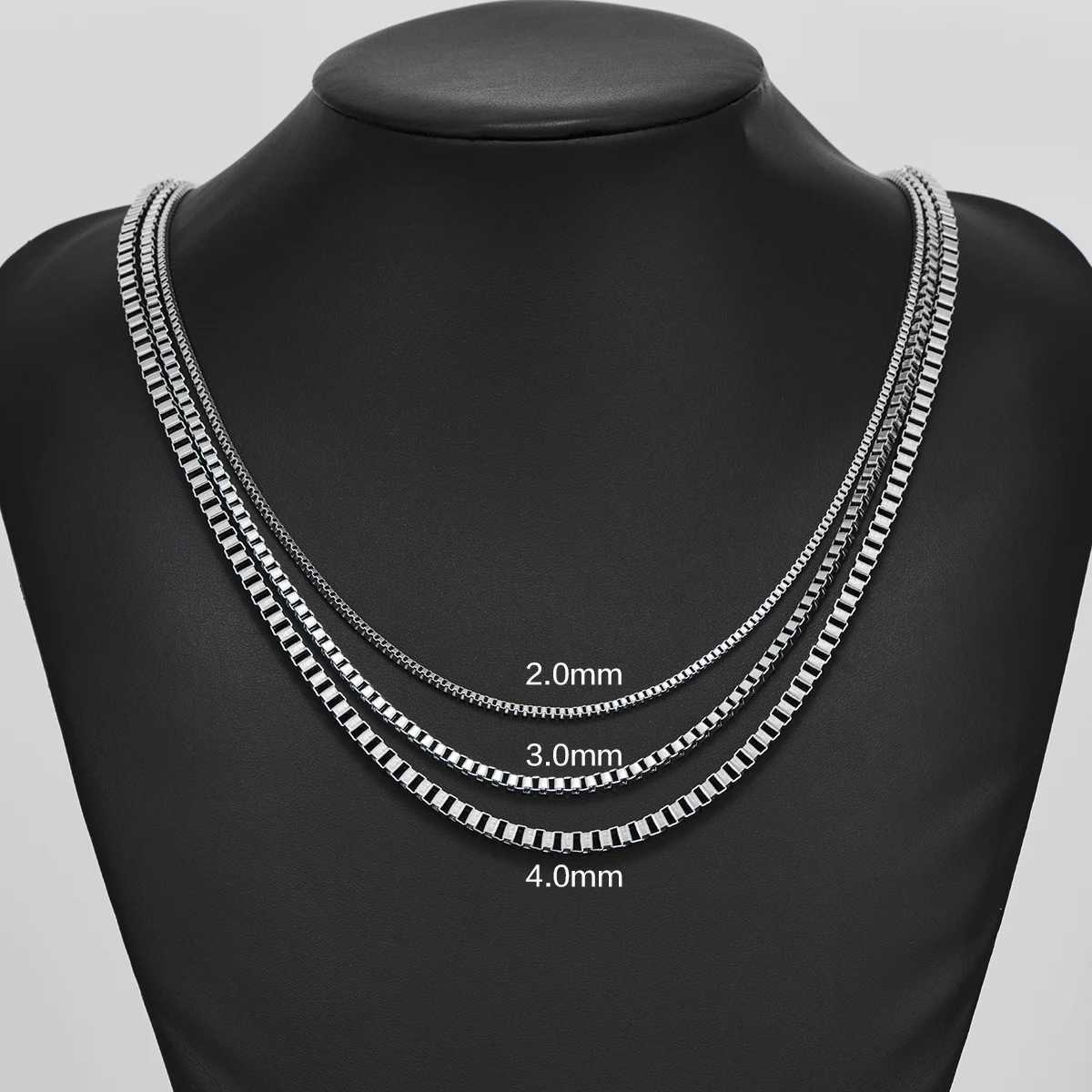 Hip Hop 2mm/3mm/4mm Thickness Box Link Chain Stainless Steel Classical Punk Style Necklace for Men Women Jewelry 14 to 40 InchesX240919
