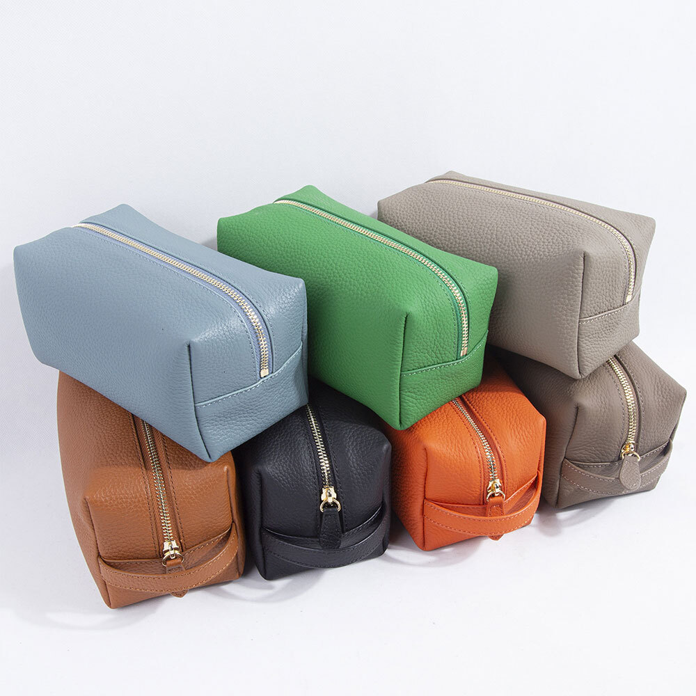 Zency Genuine Leather Makeup Fashion Simple Cosmetic Bag Women Toiletry Organizer Case Lady Travel Portable Storage Pouch