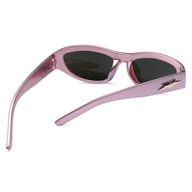 Retro Y2K Style Women Cat Eye Sunglasses Fashion Colorful Mirror Goggles Men Punk Sports Sun Glasses Brand DesignerX240920