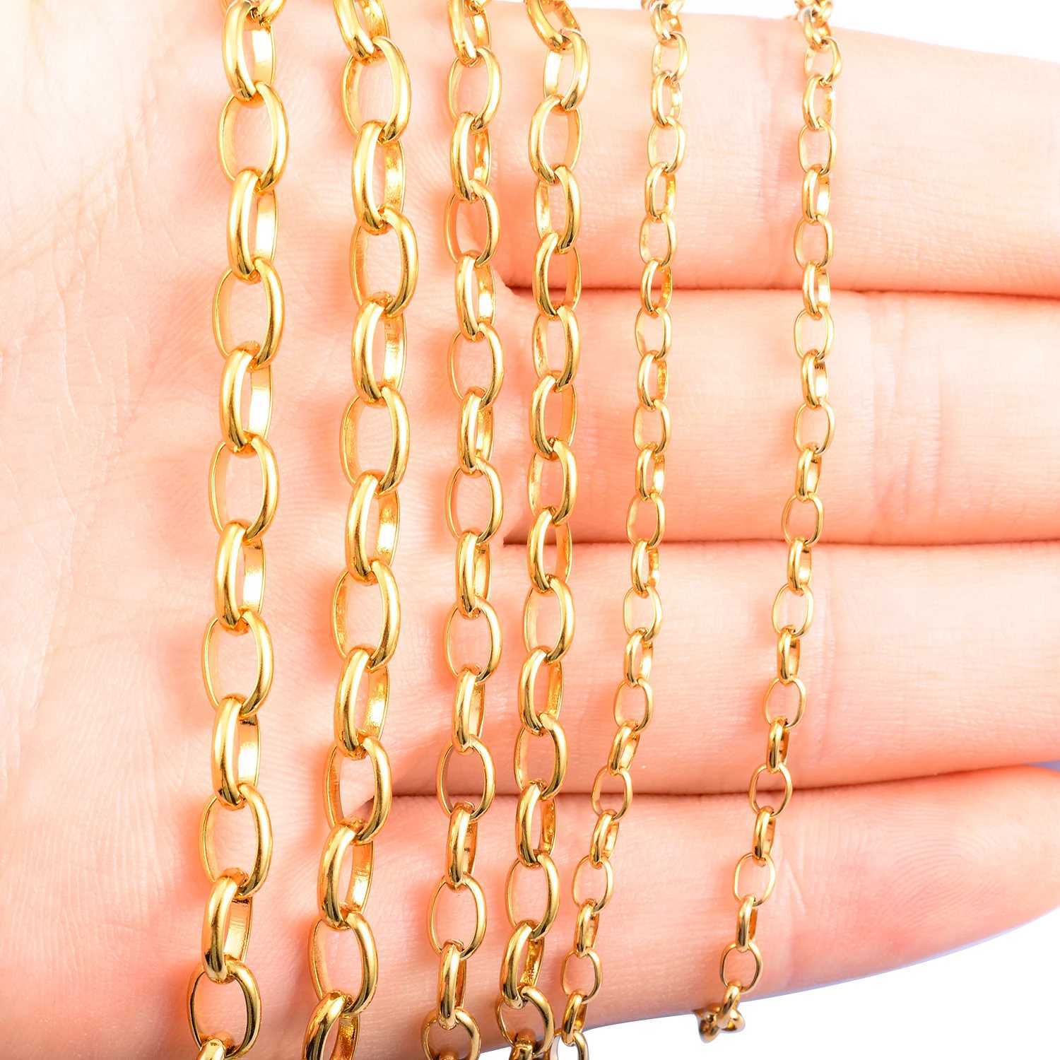 Stainless Steel Oval Unique Choker O Link Chain Long Necklace Gold Color Hip Hop For Women Mens Jewelry Gift Can Be CustomizedX240919