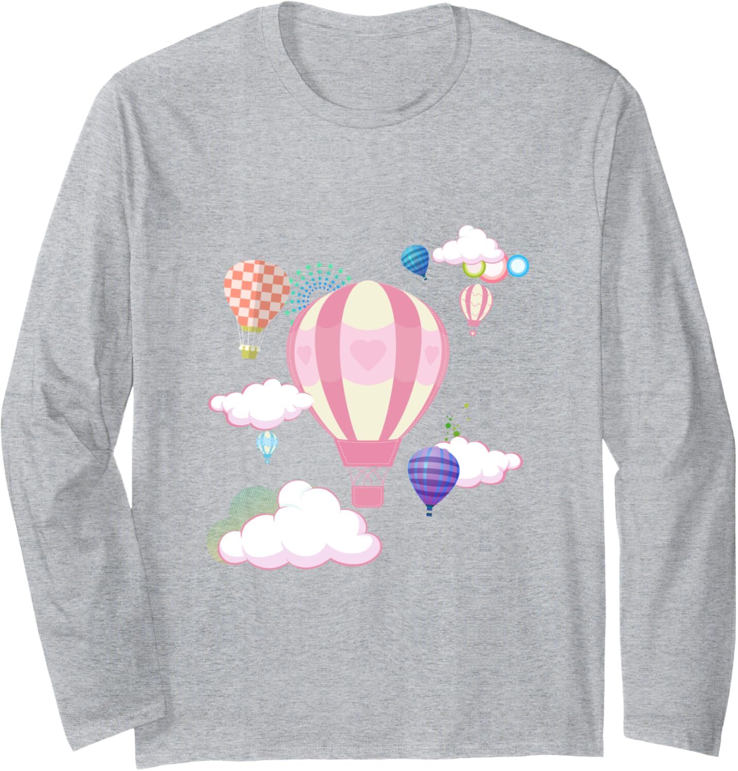Long Sleeve Shirts for Men sweatshirt Hot Air Balloons The Sky Is The Limit Creative Gift Long Sleeve Tee Streetwear Casual tops clothes trend