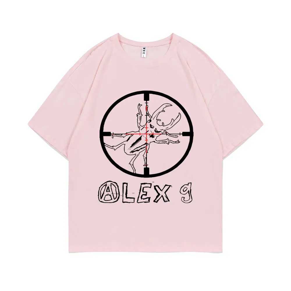Interesting Alex G printed short sleeved mens fashionable casual loose T-shirt mens retro oversized T-shirt pure cotton O-neck T-shirt CL240913