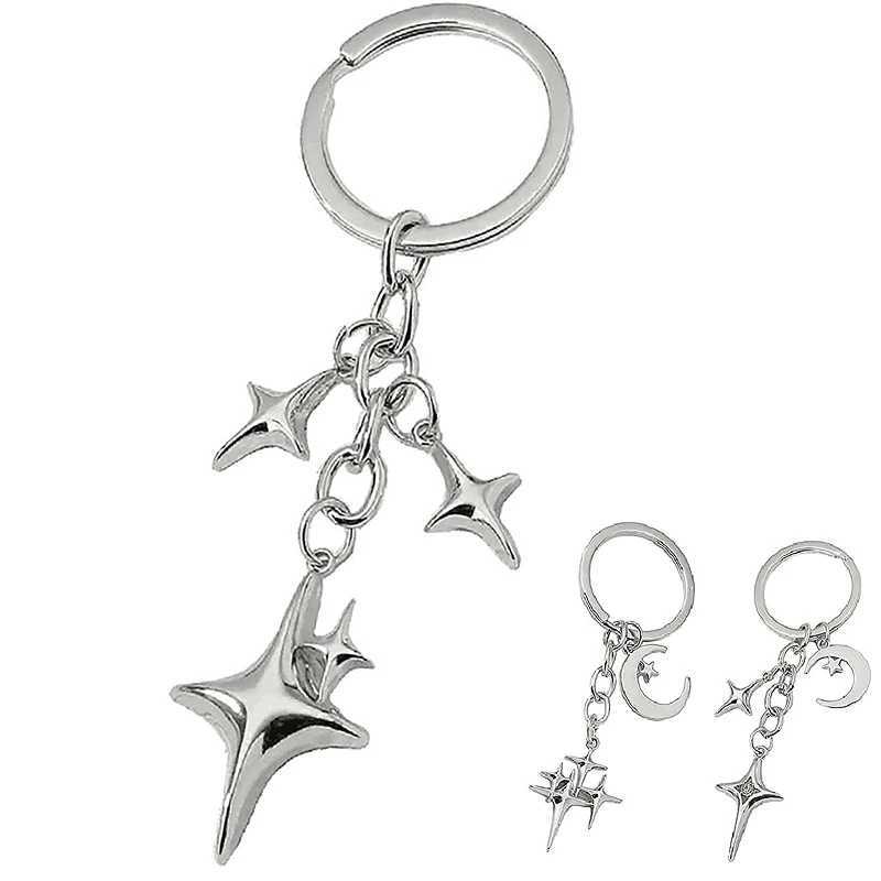 1PCS Y2K Keychains Star Moon Metal Key Rings For Women Men Friendship Gifts Handbag Decoration Handmade JewelryX240919