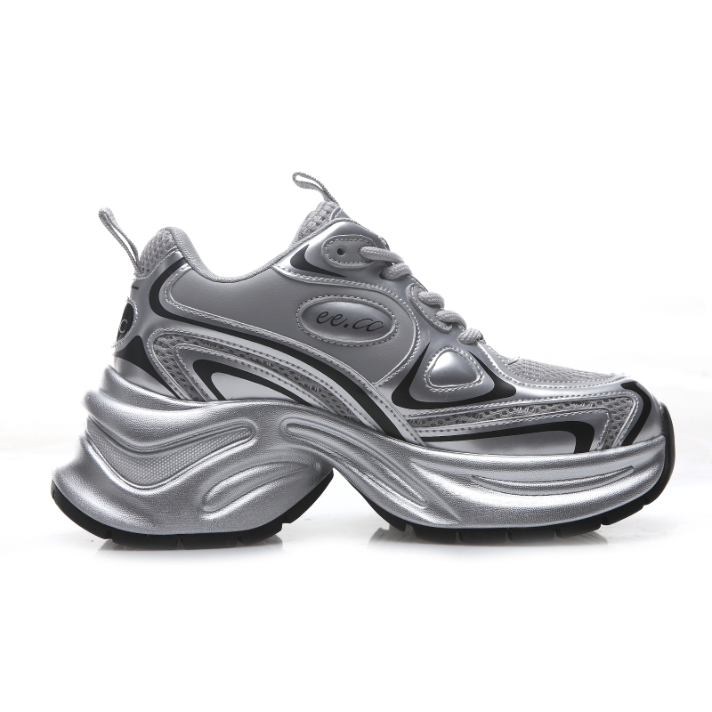 Summer Thick Sole Dad Shoes Women's Tall Solid Color Casual Sports Versatile Little White Shoes