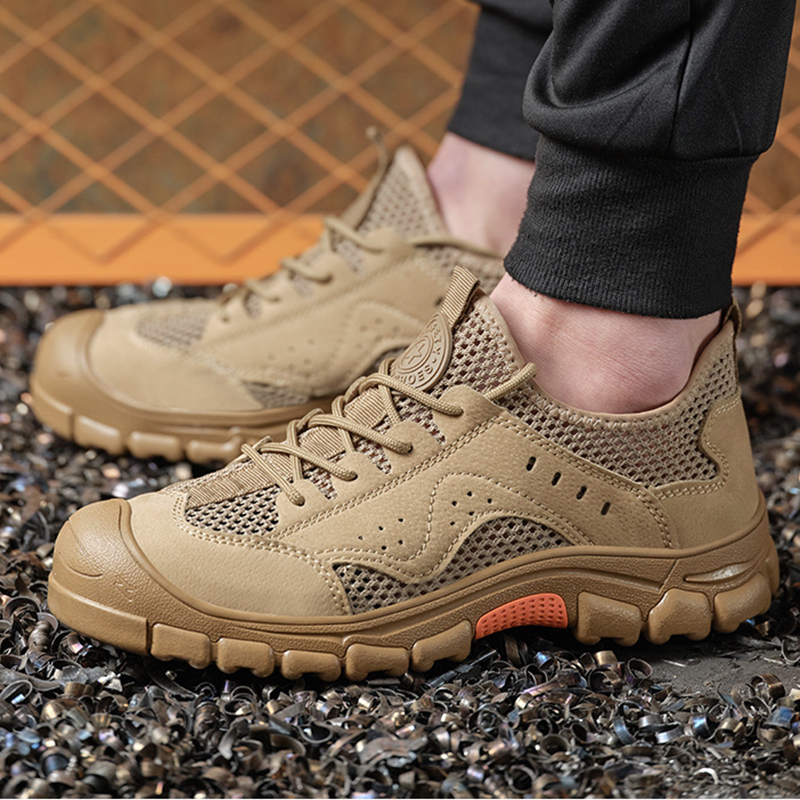 Summer Breathable Work Sneakers Men Safety Protective Shoes Puncture-Proof Anti-smash Steel Toe Shoes Working Safe Shoes