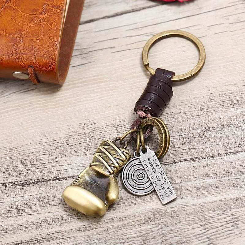 LETAPI Punk Vintage Alloy Boxing Glove Pendant Keychain for Men New Fashion Leather Key Chains Jewelry GiftsX240919