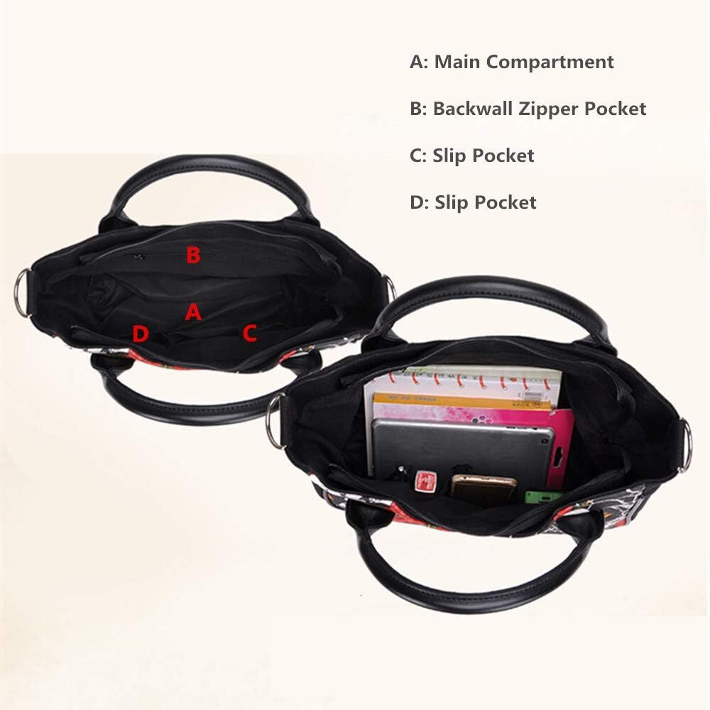 Women Fashion Rivet Handbag Purse Canvas Punk Tote with Shoulder Strap Crossbody Bag Large Capacity