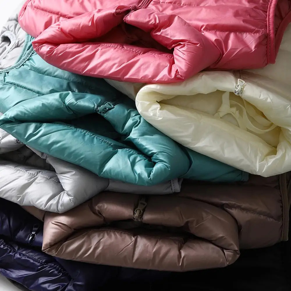 Ultra Light Slim Coat Women Winter Stand Collar Thin Jacket Windproof Padded Waistcoat Sleeveless Portable Duck Down Vest