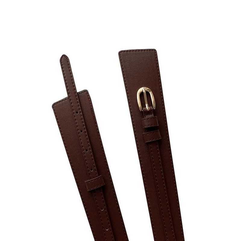 Womens double belt wool coat black waist wide elastic tight belt fashionable tie sweater belt W240920