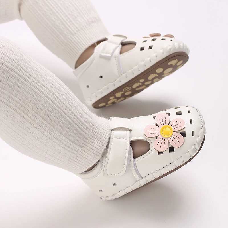 Newborn Baby Shoes Cute Little Flowers Girls Summer PU Soft Rubber Sole Anti slip First Step ventilate Sandals Princess shoes M240920