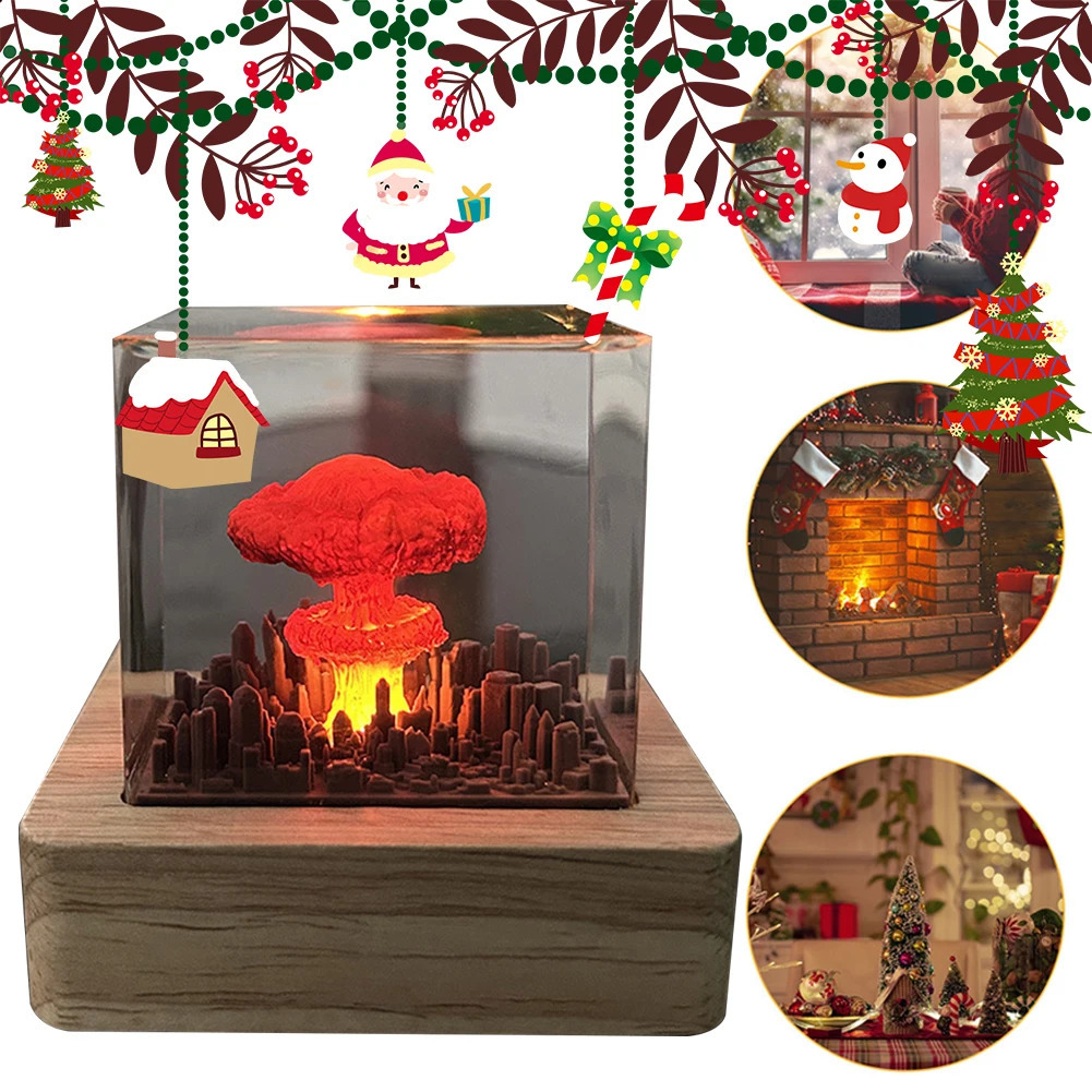 Nuclear explosion bomb mushroom cloud lamp 3D resin night light used for courtyard living room decoration Christmas gift LED 240919